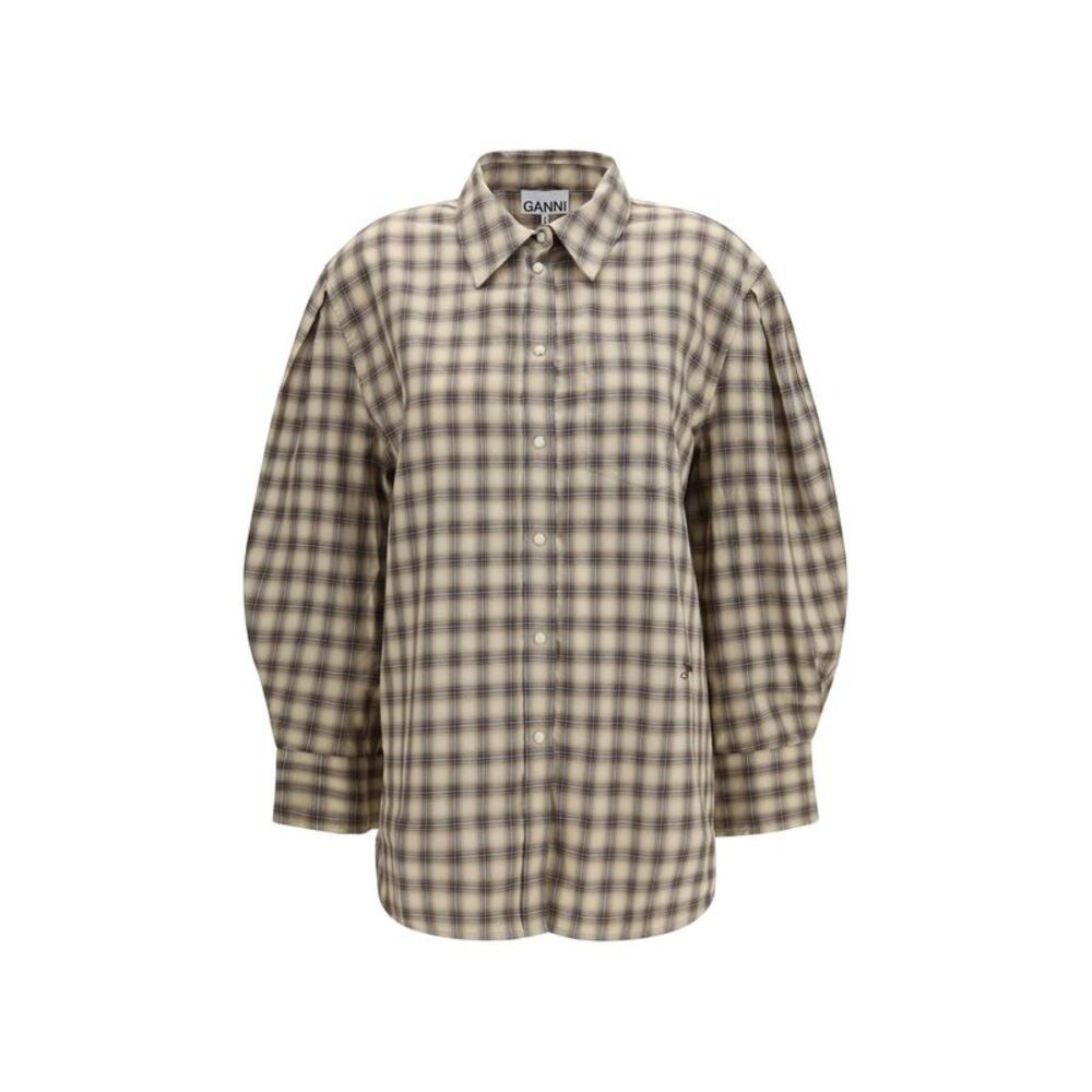 Ganni Beige Cotton Dress Women's Shirt